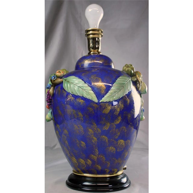 Italian Hand-Painted Majolica Table Lamp For Sale - Image 4 of 13