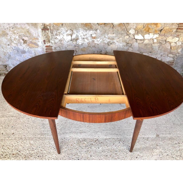 Mid-Century Round Extendable Dining Table with Butterfly Leaf, 1960s For Sale - Image 15 of 18