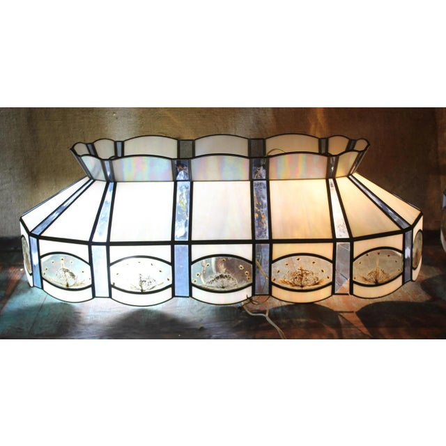 Mid 20th Century Vintage Slag Glass Flower Pendant Lights - a Pair For Sale - Image 10 of 13