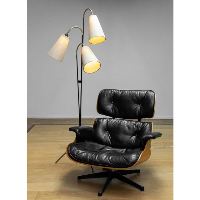 Beige Swedish with Jute Fabric Shades Floor Lamp by Svend Aage Holm-Sørensen, 1950s For Sale - Image 8 of 10