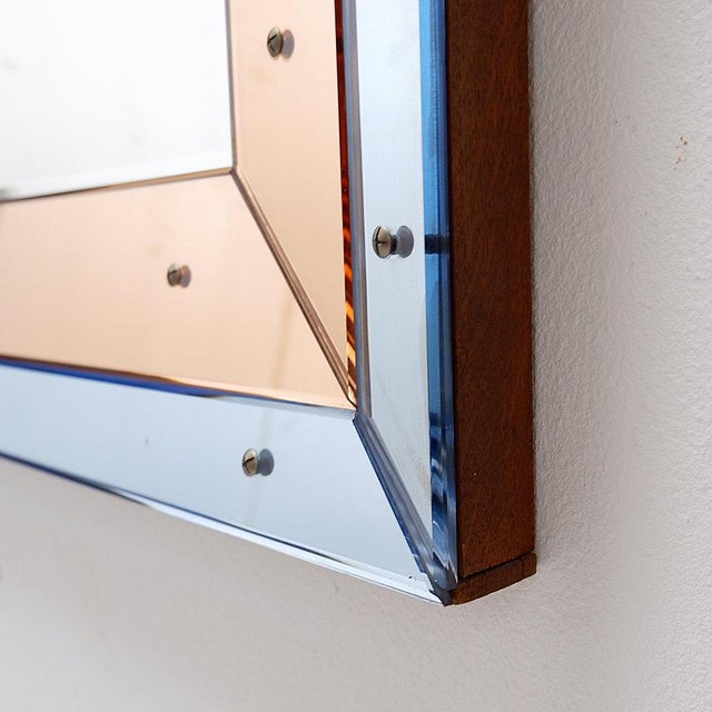 Beveled Wall Mirror with Blue and Copper Mirror Panels, 1930s For Sale - Image 16 of 16