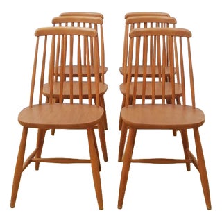 Swedish Windsor Chairs in Birch from Nesto, 1950s, Set of 6 For Sale