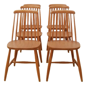 Swedish Windsor Chairs in Birch from Nesto, 1950s, Set of 6