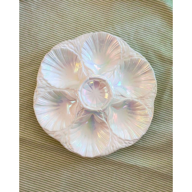Traditional Vintage Iridescent Oyster Plate For Sale - Image 3 of 4