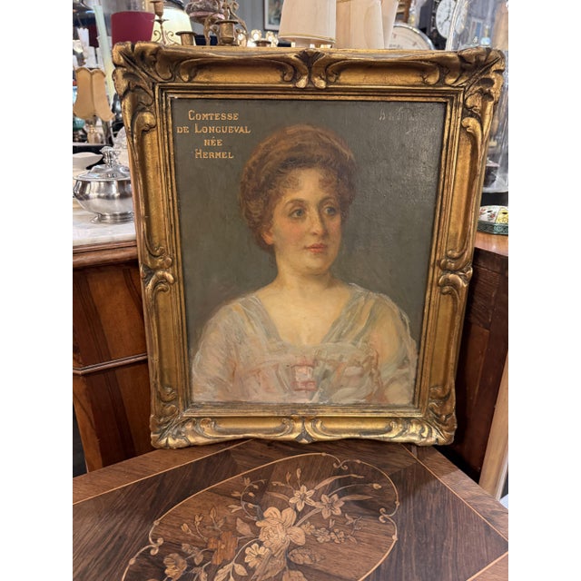 Portrait of the Countess of Longueval, 1890s-1910s, Oil on Canvas For Sale - Image 6 of 6
