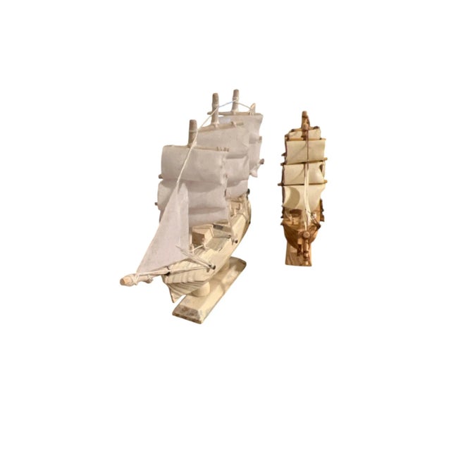 Vintage Miniature Wood Pirate Ship Model - A Pair For Sale - Image 4 of 4