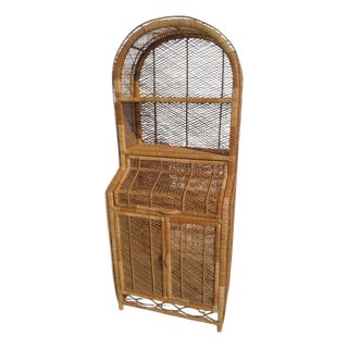 Italian Bamboo and Rattan Credenza or Bookcase, 1970s For Sale