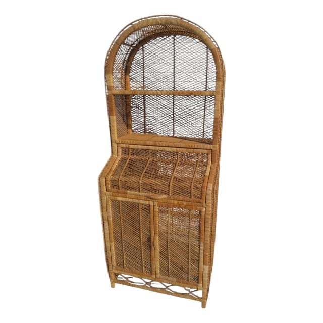 Italian Bamboo and Rattan Credenza or Bookcase, 1970s For Sale