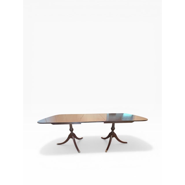 Charak Furniture Co. 1954 Charak Mahogany Double Pedestal Dining Table With Two Leaves For Sale - Image 4 of 17