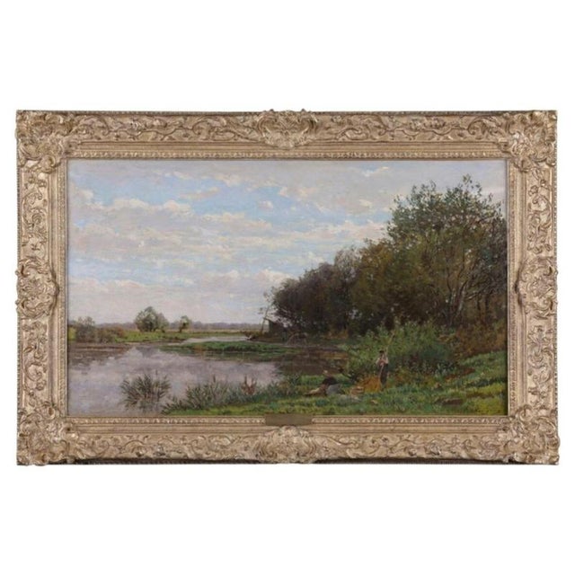 2000 - 2009 Edmond Marie Petitjean, French Impressionist River Landscape, Oil on Canvas, Framed For Sale - Image 5 of 5