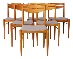 Mid-Century Dining Chairs in Beech and Teak, 1970s, Set of 6