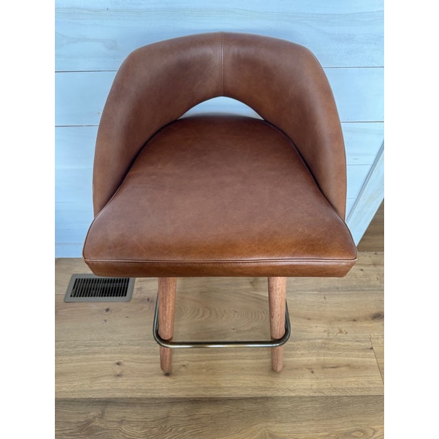 Egg Designs Savannah Bronzed Steel and Leather Barstools by Ngala Trading For Sale - Image 12 of 15
