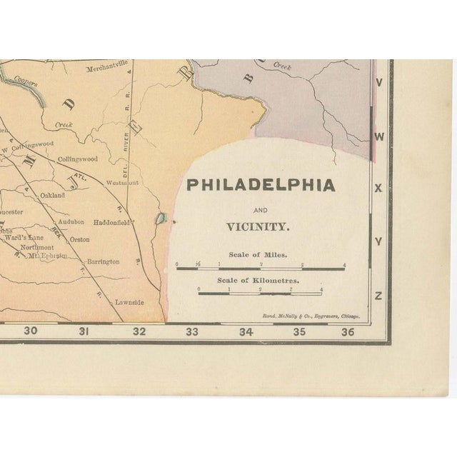 Antique Map of Philadelphia with Delaware River Piers from Rand McNally, 1899 For Sale - Image 9 of 12