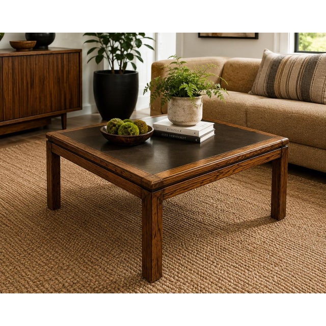 Vintage Mid-Century Modern Tobacco Walnut Coffee Table & End Table — Two-Piece Set A distinctive two-piece Mid-Century...