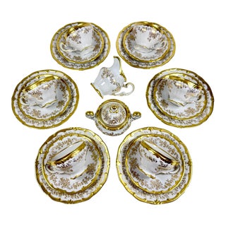 Vintage Weimar Porzellan Katharina Gold-Gilt Tea Set for 6, 20 Pieces For Sale