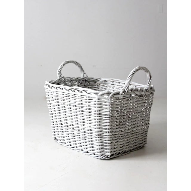 Vintage Large White Storage Basket For Sale - Image 11 of 13