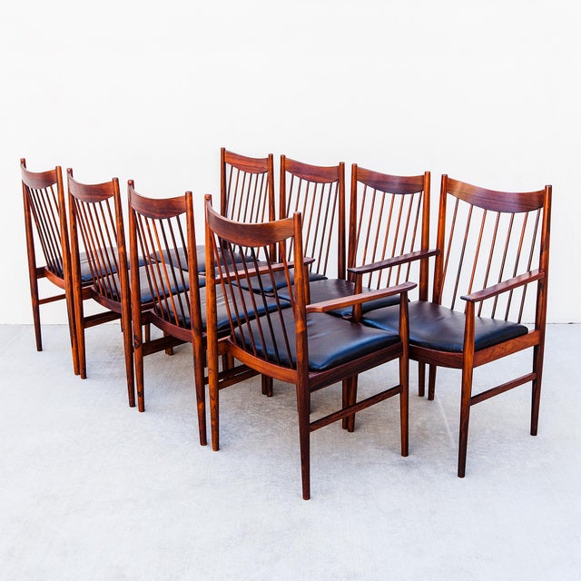 Vintage Arne Vodder Model 422 Rosewood & Leather Danish Modern Dining Chairs For Sale - Image 11 of 12