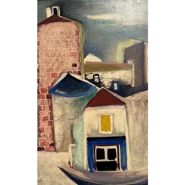 Charles Chartier, Charles Chartier 1951 French Cubist Modernist Oil Painting Surreal Paris Village, 1951 For Sale - Image 11 of 13