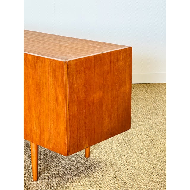 Scandinavian Teak Sideboard with 4 Doors and Tapered Legs, 1960s For Sale - Image 11 of 18