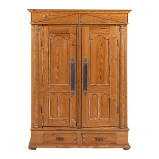 Antique English Pine Armoire For Sale