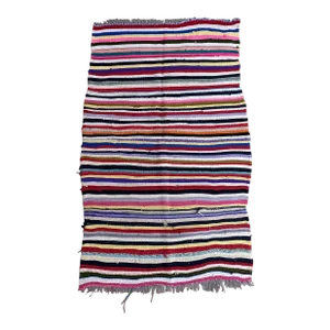 1980s Moroccan Vintage Small Colorful Rug - 3'6" X 5'7" Ft