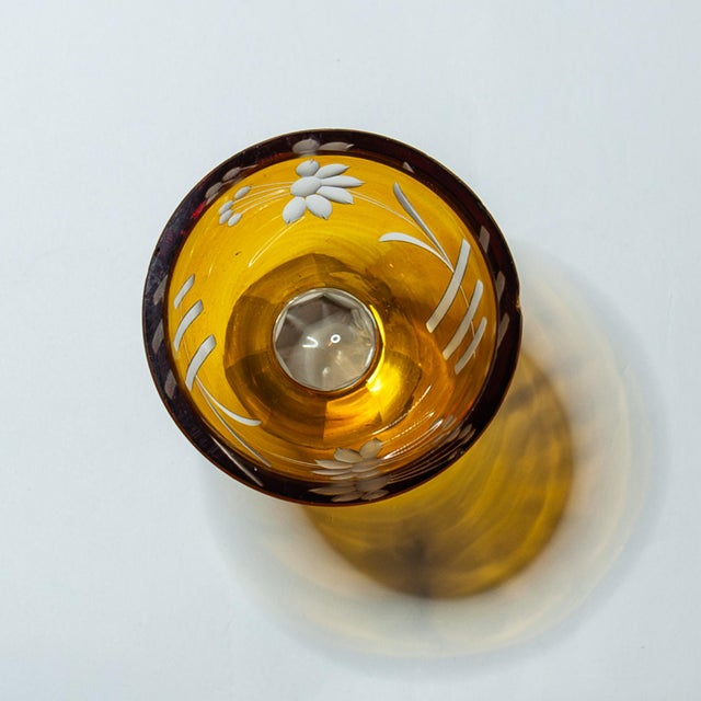 1930s Bohemian Amber Crystal Decanter Set – 6 Piece Art Deco Karl Palda Style For Sale - Image 9 of 11