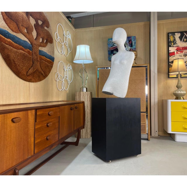1990s Modern Minimalist White Life Size Figural Sculpture on Black Pedestal Base For Sale - Image 5 of 13