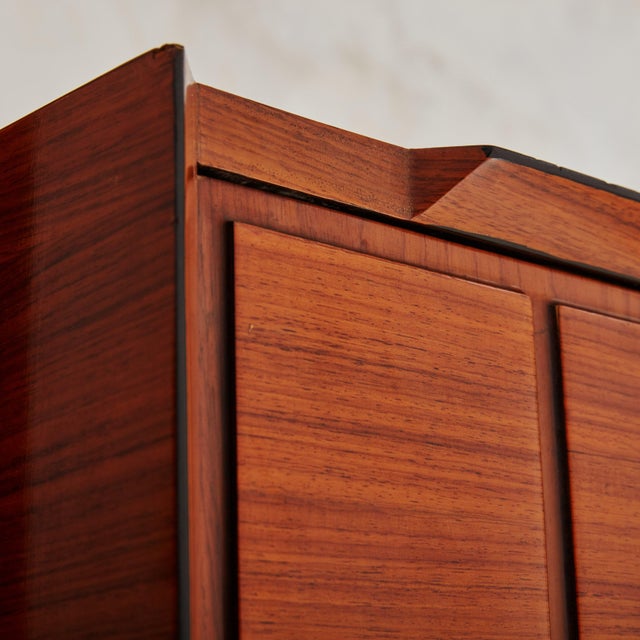 Tall Rosewood Veneer Cabinet with Key by SAM, France 1950s For Sale - Image 4 of 11