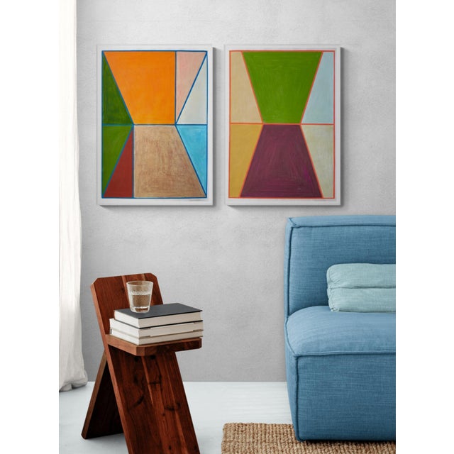 Mid-Century Modern Geometric Shapes With Blue Outline For Sale - Image 3 of 3