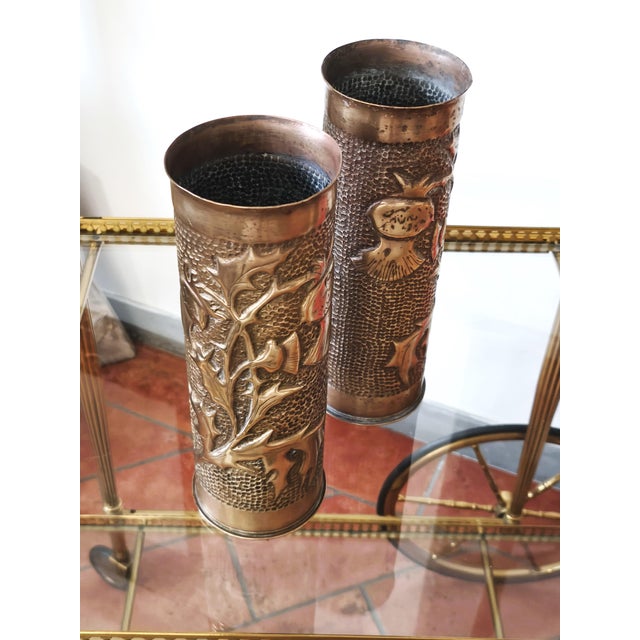 Trench Art Brass Vases, 1910s, Set of 2 For Sale - Image 6 of 11