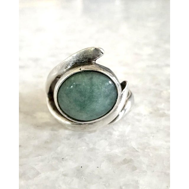 Gemstone Vintage Sterling Silver Aquamarine Ring, Size 6.75 For Sale - Image 7 of 7