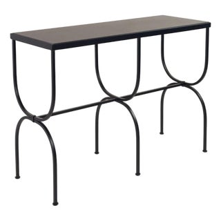 Slender 'Arcade' Wrought Iron and Black Limestone Console by Design Frères For Sale