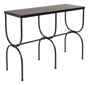 Slender 'Arcade' Wrought Iron and Black Limestone Console by Design Frères