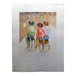 William Papas "Bull Rider Signed Numbered Hand Colored Etching Rodeo #31/100 For Sale