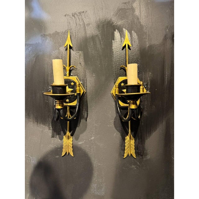American 1910 Federal Style One Light Sconces Arrows - a Pair For Sale - Image 3 of 5