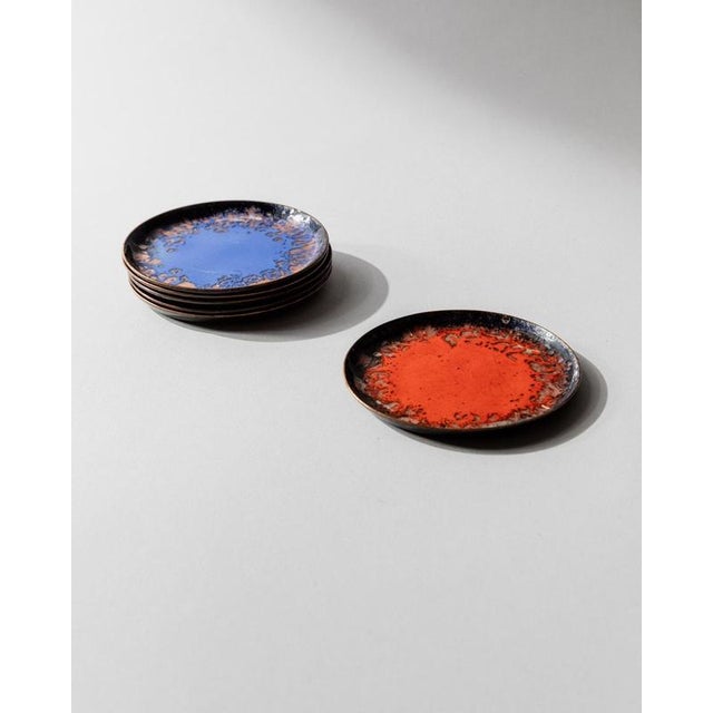 Vintage Enamel Coasters, 1960s, Set of 6 For Sale - Image 5 of 11