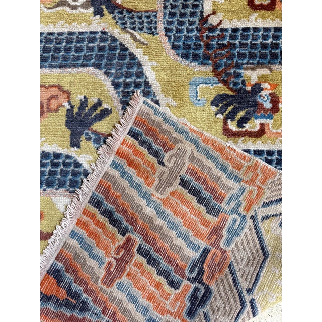 Antique Chinese Ningxia Tibetan Dragon Pillar Rug Qing Dynasty For Sale - Image 14 of 18