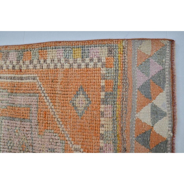 Textile 1960s Oushak Terracota Wool Runner For Sale - Image 7 of 10