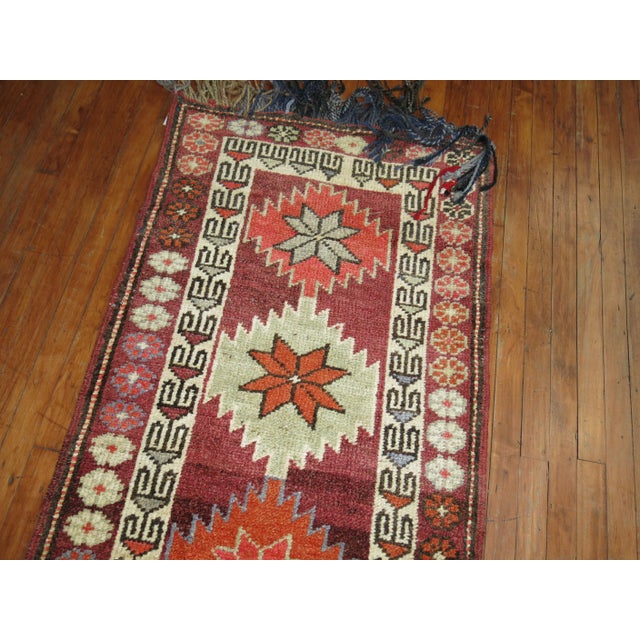 Vintage Zabihi Collection Geometric Turkish Anatolian Runner - 2'7" x 13'9" For Sale - Image 4 of 8