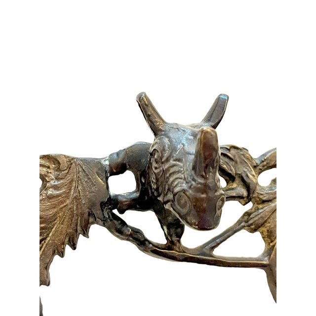 Early 20th Century Antique French Bronze Safari Style Rhino Wall Mounted Coat Hat Rack For Sale - Image 5 of 9