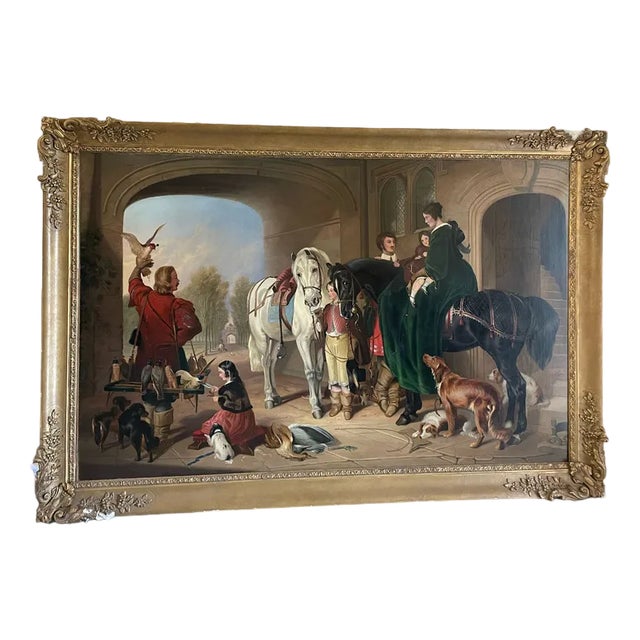 After Sir Edwin Henry Landseer, Return from Hawking, 1860, Oil on Canvas, Framed For Sale