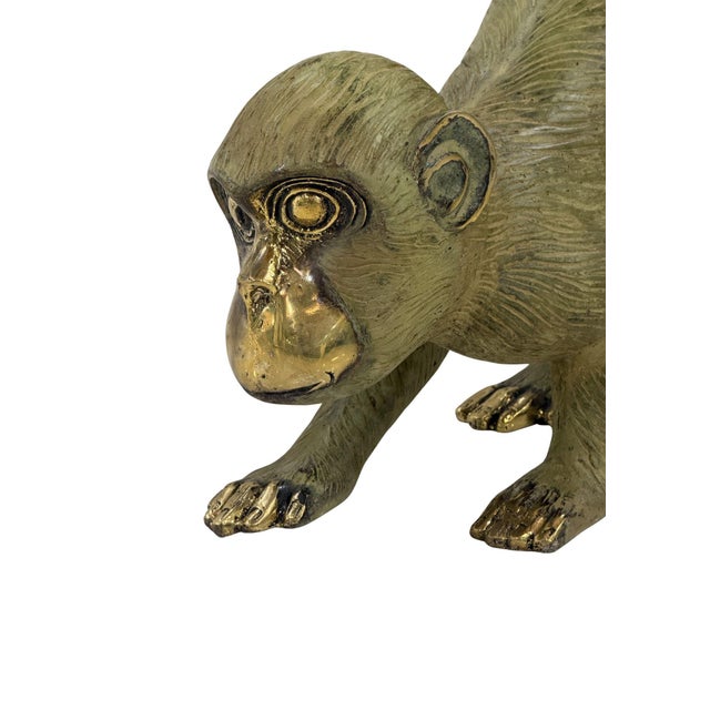 Cast Bronze Monkey Sculpture — Playful Form With Curled Tail and Dual Patina For Sale - Image 4 of 7