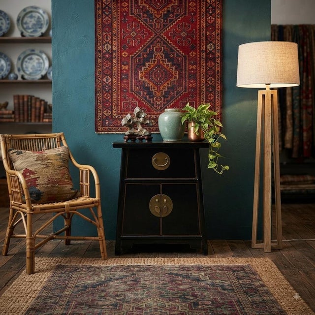 Oriental Black Lacquer Moon Face Hardware Small End Table Nightstand For Sale In San Francisco - Image 6 of 12