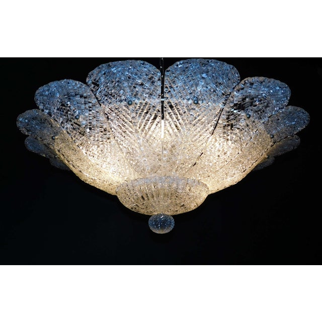 Barovier e Toso 1960s Clear Graniglia Murano Leaves Flush Mount For Sale - Image 4 of 6