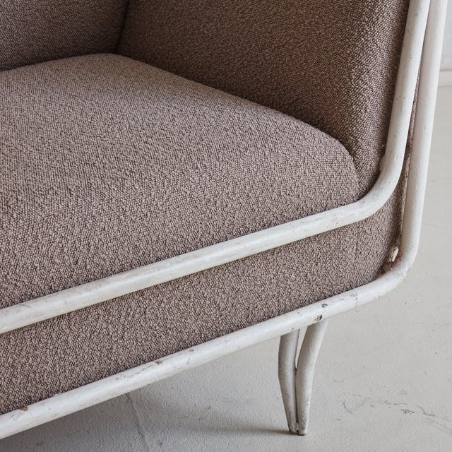 1950s Italian 1950's Iron Daybed in Warm Brown Boucle For Sale - Image 5 of 10