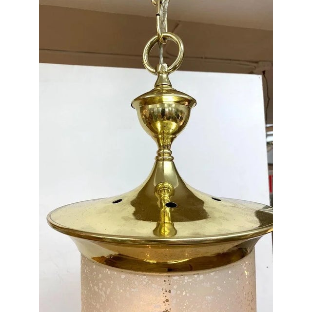 Italian 1950s Brass Lantern With Acid Etched Blown Glass Shade For Sale - Image 12 of 12