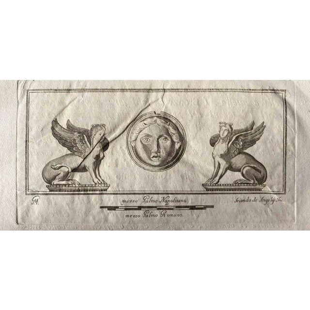 Sphinxes from ancient rome, from the series "antiquities of herculaneum exposed", original etching from the end of the...