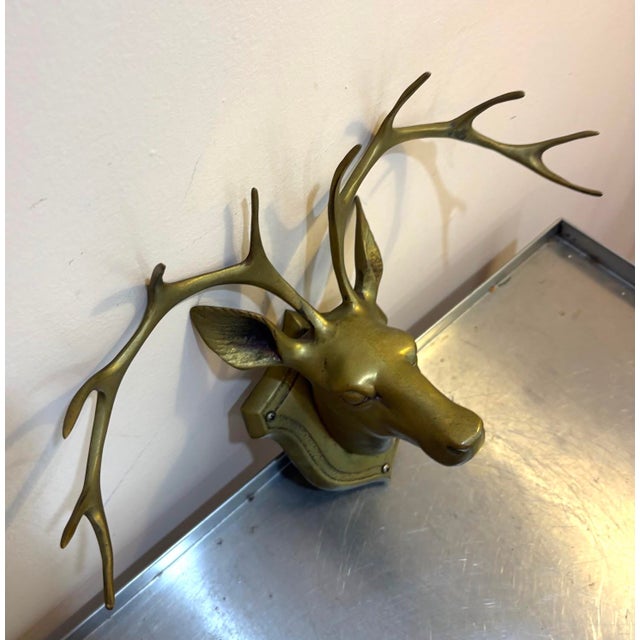 1960s-70s brass deer head wall sculpture/hook. Excellent condition.