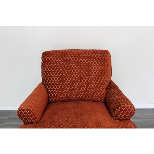 Vintage Pair of Red Chenille Club Chairs For Sale - Image 9 of 10