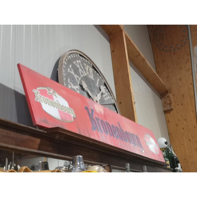 Metal Vintage Red Metal Trade Sign, 1970s For Sale - Image 7 of 9